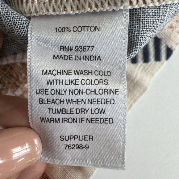 a.n.a Blouse Womens XL 100% Cotton Boxy Ruffle Patchwork Boho Cottage Peasant - Picture 5 of 8